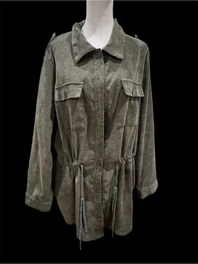 Davis & Dani thin wale corduroy jacket with unique design on back, 2XL
